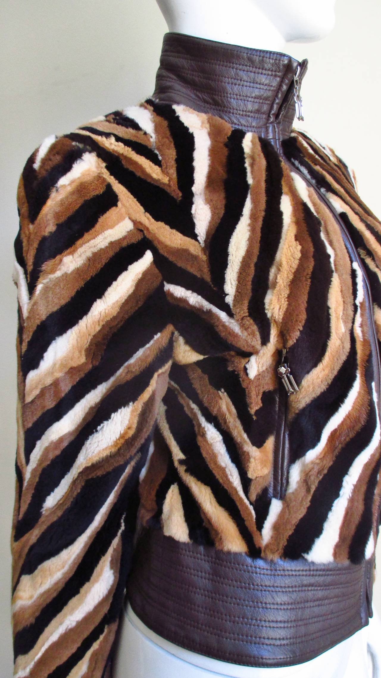 Vintage Gianni Versace Couture Striped Mink Jacket 3