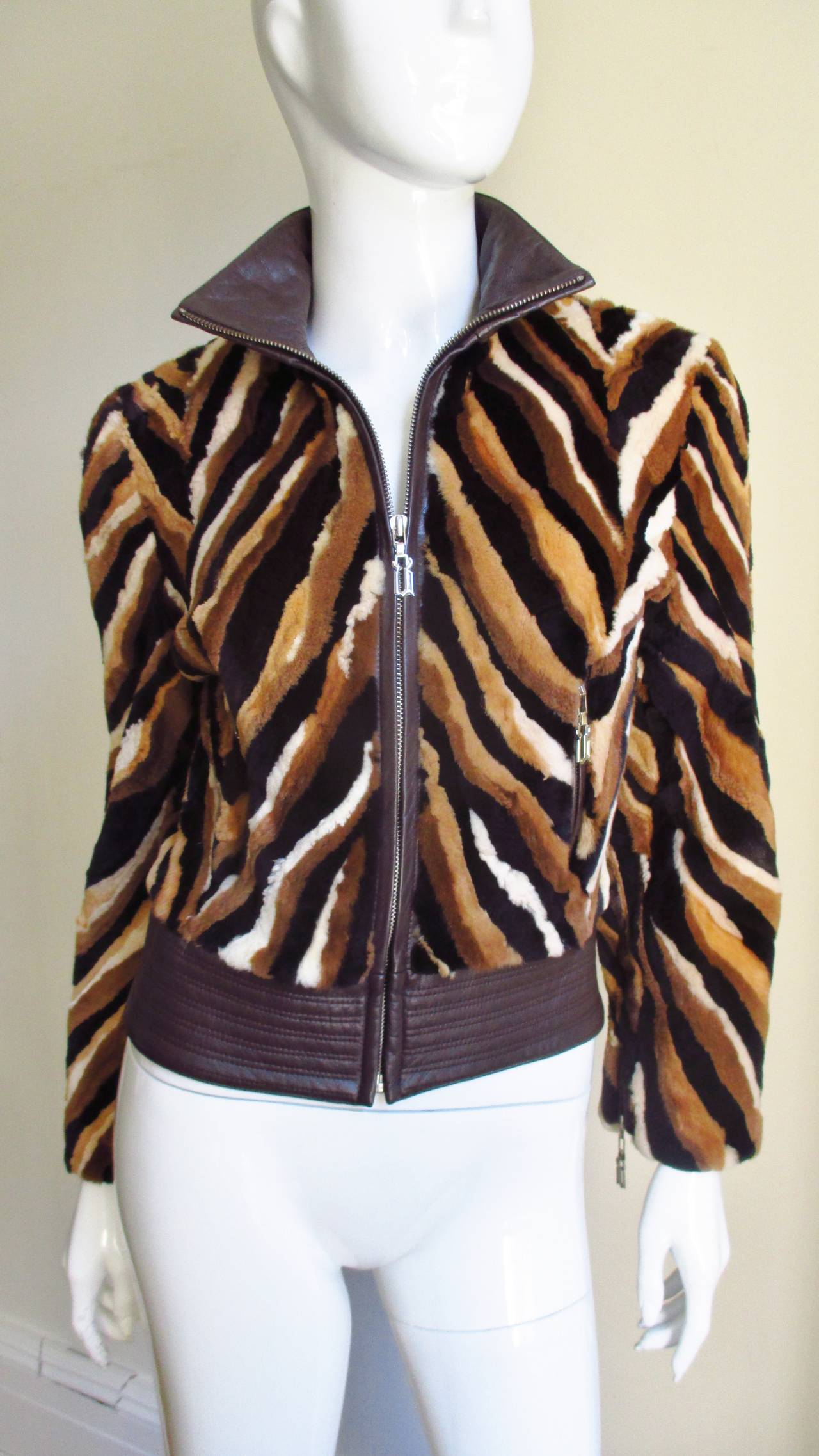 Vintage Gianni Versace Couture Striped Mink Jacket 1