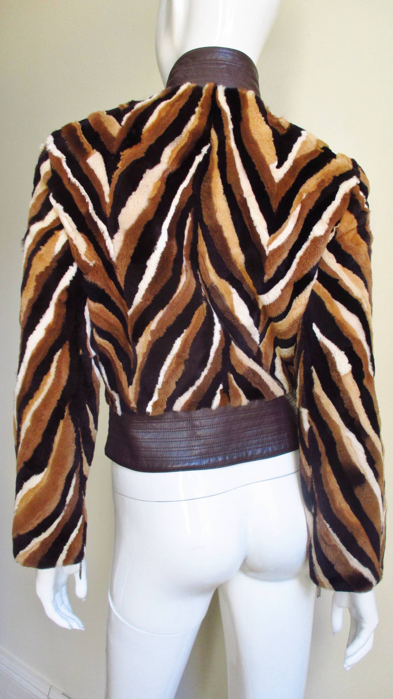 Vintage Gianni Versace Couture Striped Mink Jacket 5