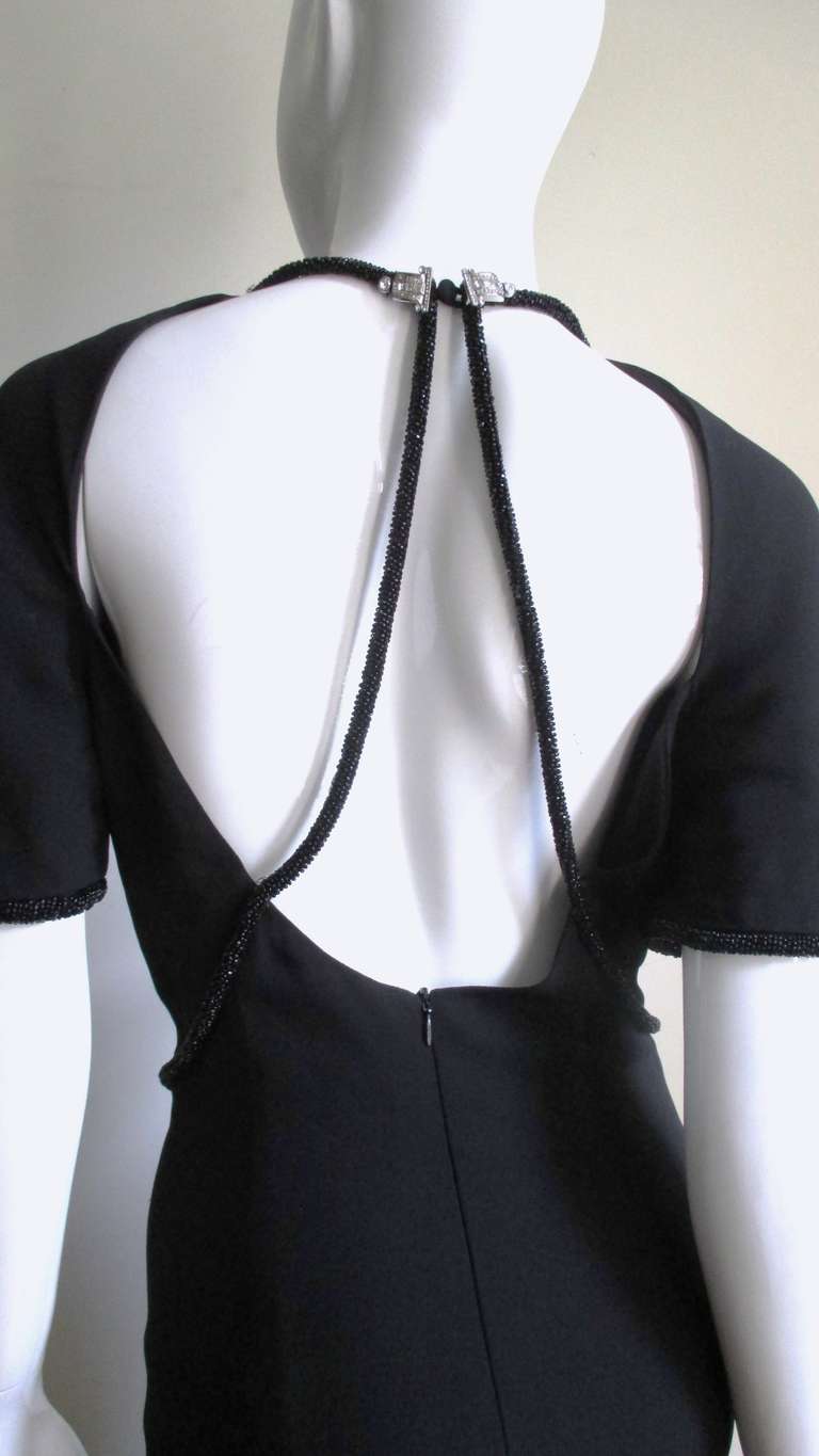 Vintage Gianfranco Ferre Beaded Rope Trim Silk Dress In New Condition In Water Mill, NY