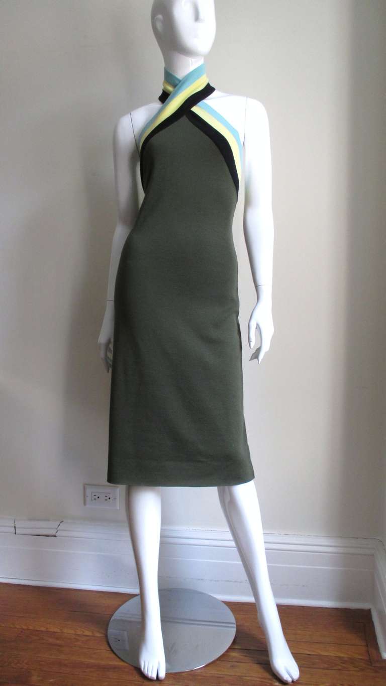 Vintage Gianni Versace Knit Bodycon Halter Dress In New Condition In Water Mill, NY