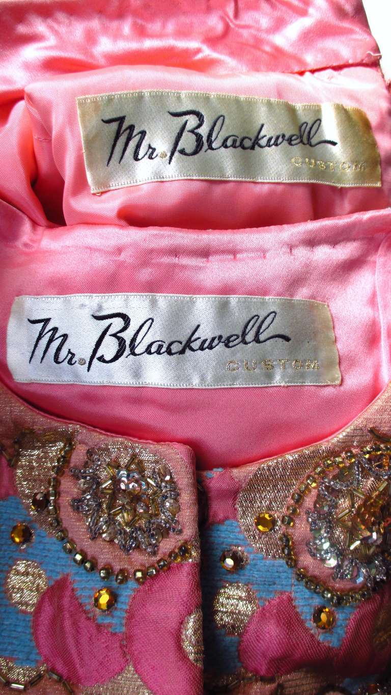 1960's Mr Blackwell Intricately Beaded Sik Brocade Dress & Coat 3
