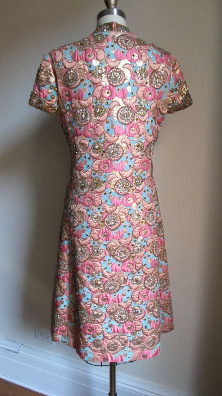 1960's Mr Blackwell Intricately Beaded Sik Brocade Dress & Coat 1