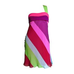 Gianni Versace Striped Silk Babydoll Dress 8