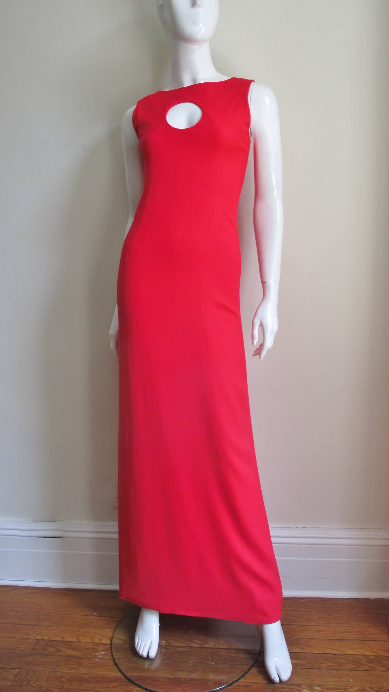 1970's Pierre Cardin Circle Cutout Maxi Dress In Excellent Condition In Water Mill, NY