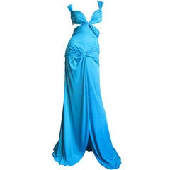 Gorgeous Blue Silk Valentino Gown With Cutouts