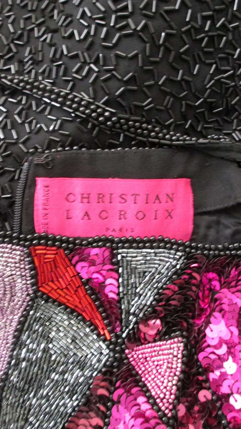  1980s Christian Lacroix Color Block Beaded Silk Dress 4