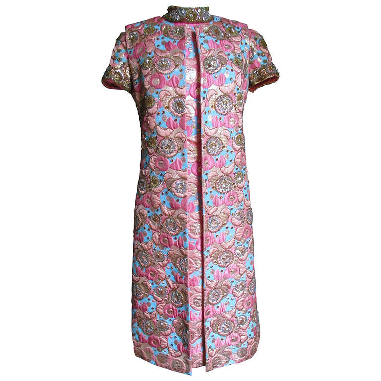 1960's Mr Blackwell Intricately Beaded Sik Brocade Dress and Coat at ...