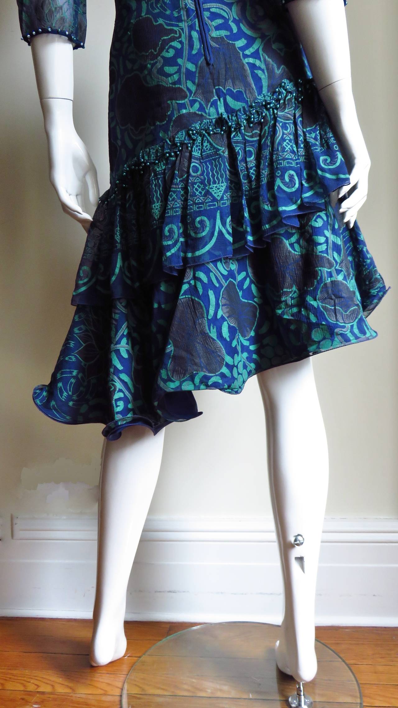 Zandra Rhodes Batique Print Silk Dress 6