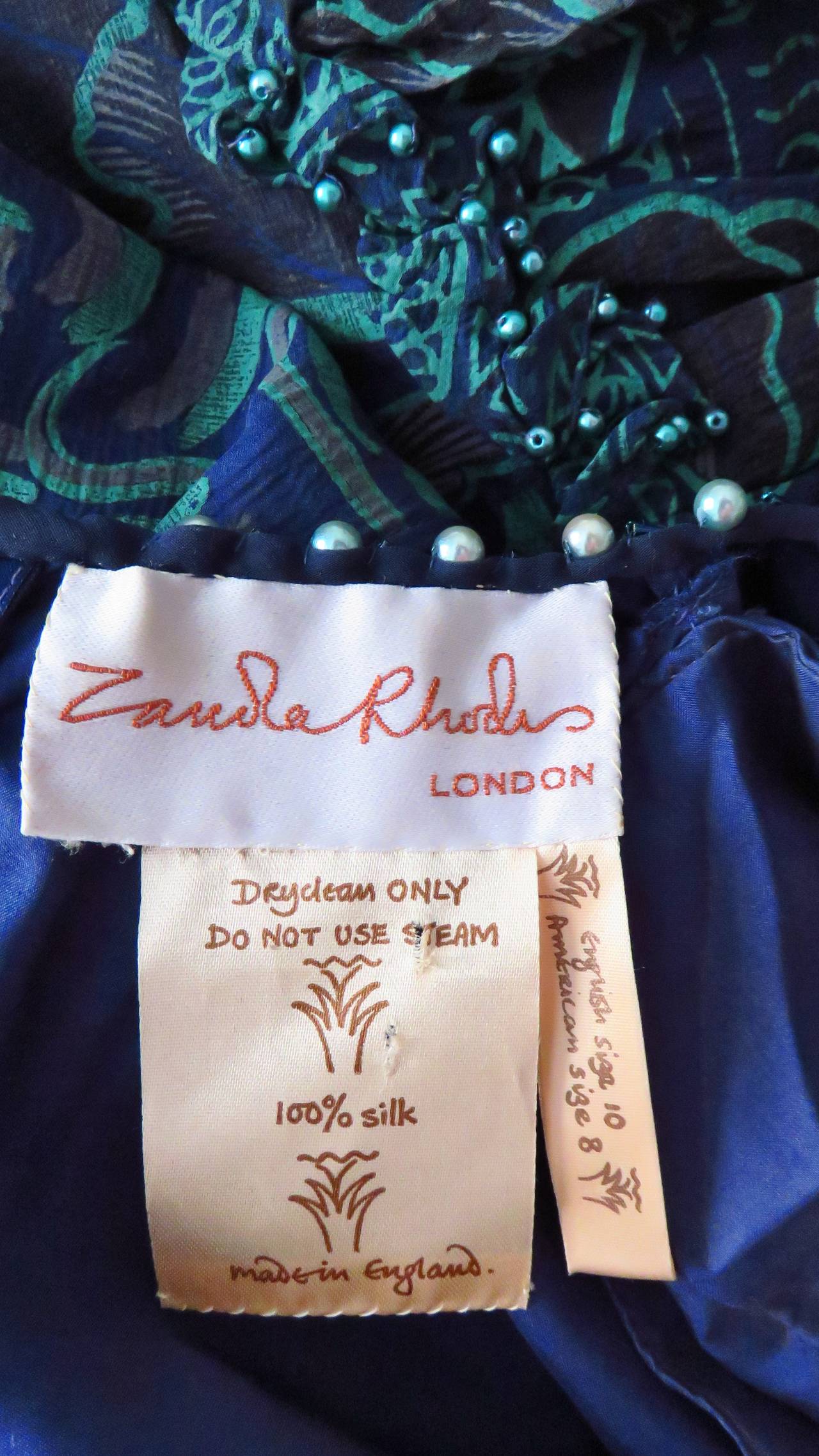 Zandra Rhodes Batique Print Silk Dress 8