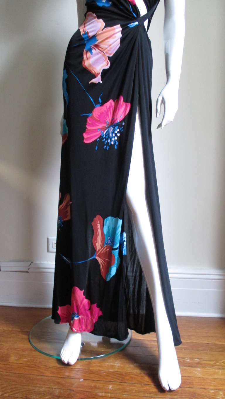 Women's Gorgeous Versace Silk Cutout Backless Maxi