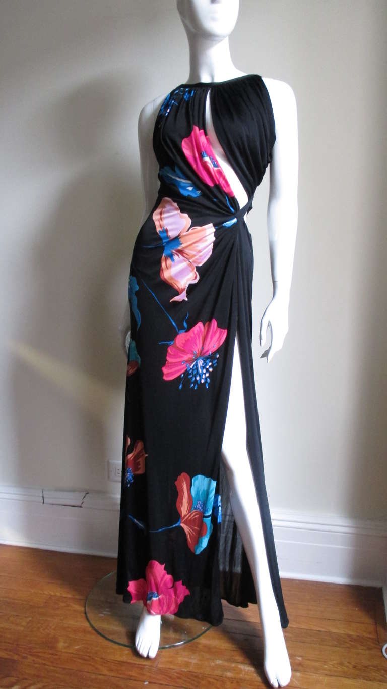 Gorgeous Versace Silk Cutout Backless Maxi 1