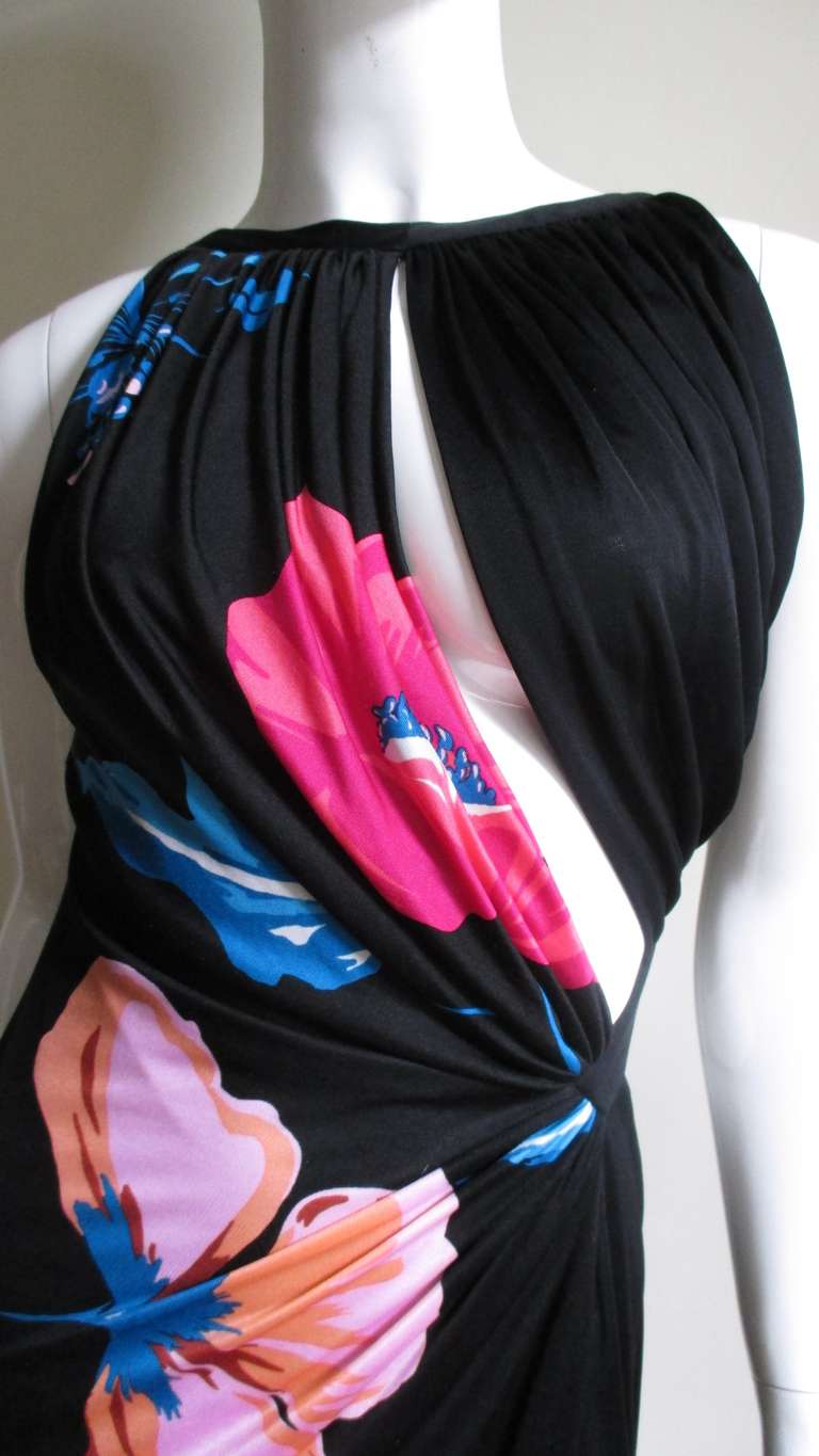 Black Gorgeous Versace Silk Cutout Backless Maxi