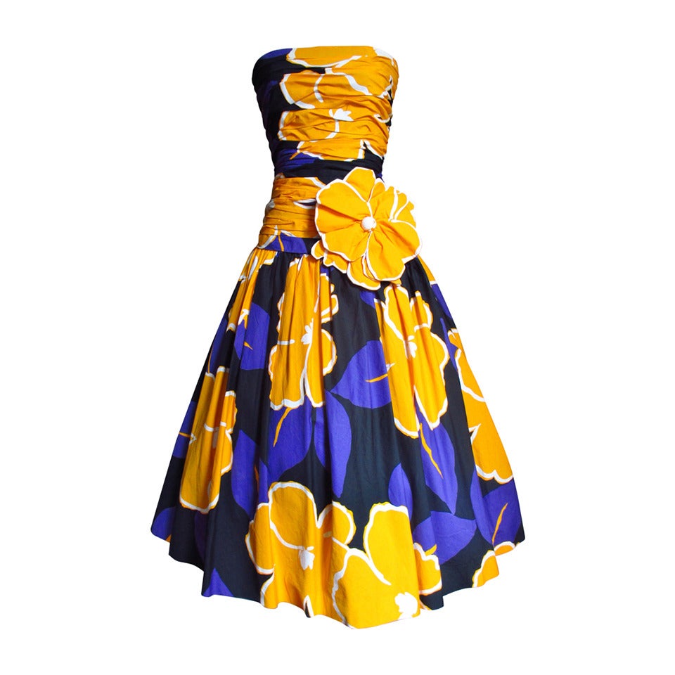 Vintage Mignon Bustier Dress With Large Flower
