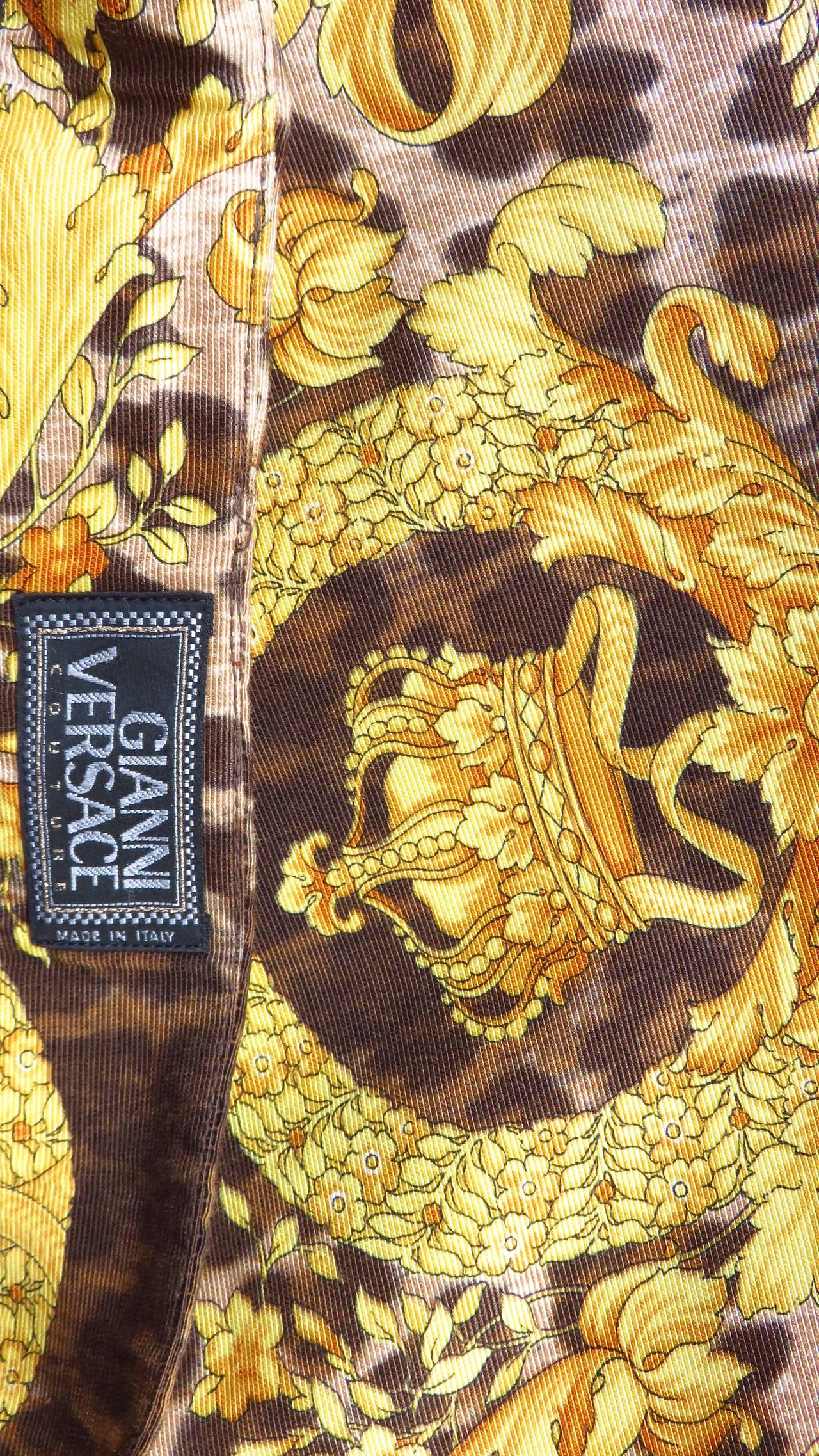  Gianni Versace Couture Leopard Baroque Print Skirt 1990s 5