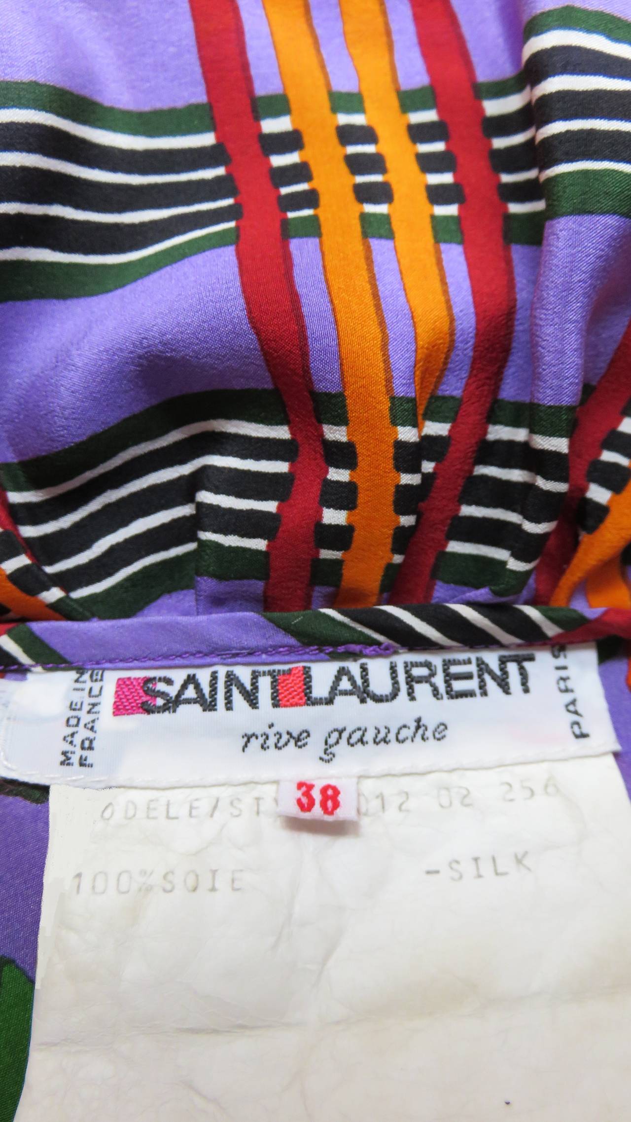 1970's St Laurent Flower Silk Dress 6
