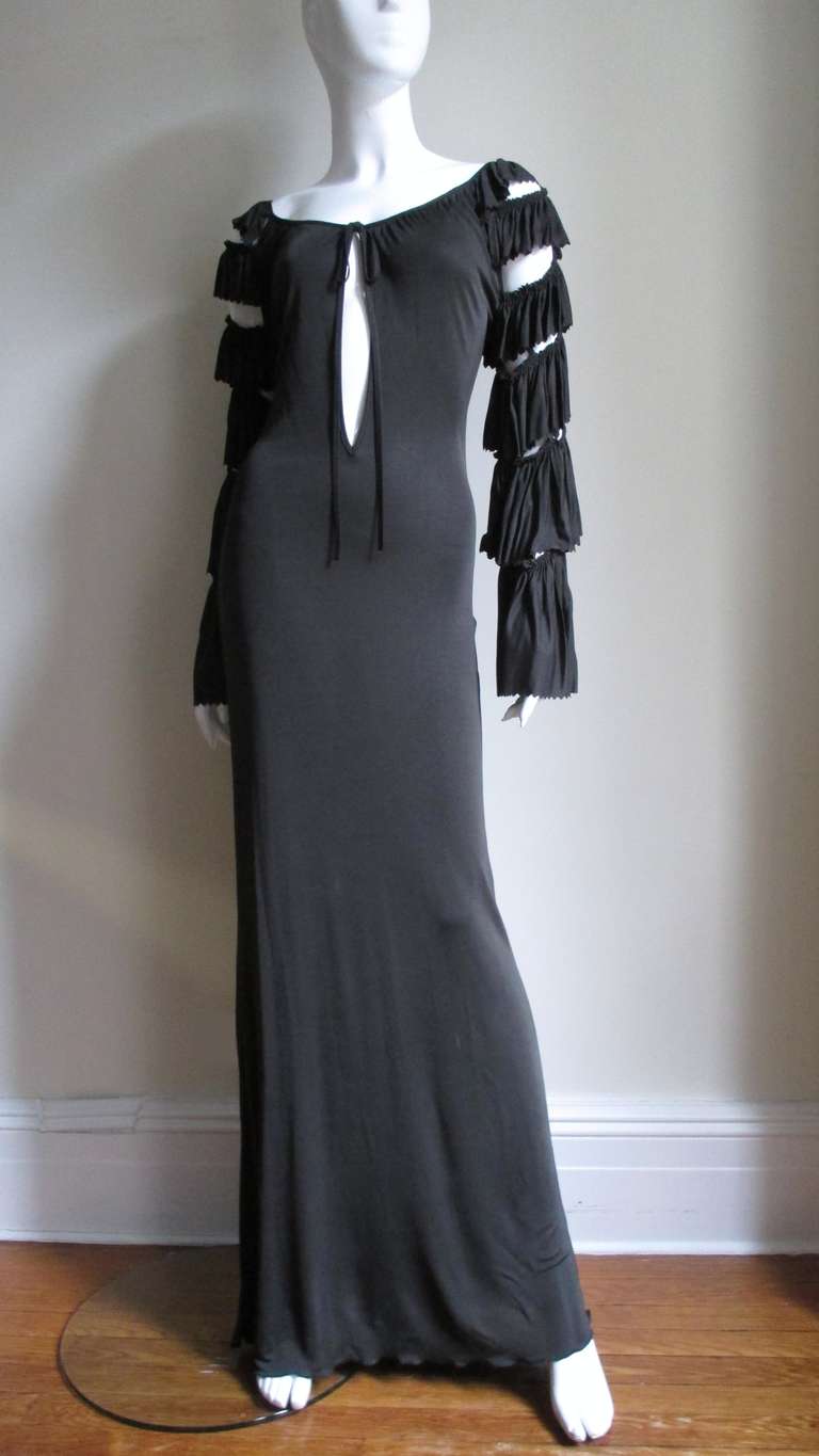 Gaultier Slinky Ruffle Sleeves Maxi Dress 1