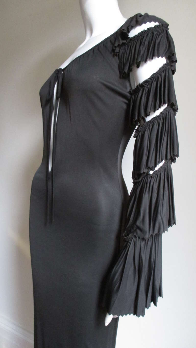Women's Gaultier Slinky Ruffle Sleeves Maxi Dress