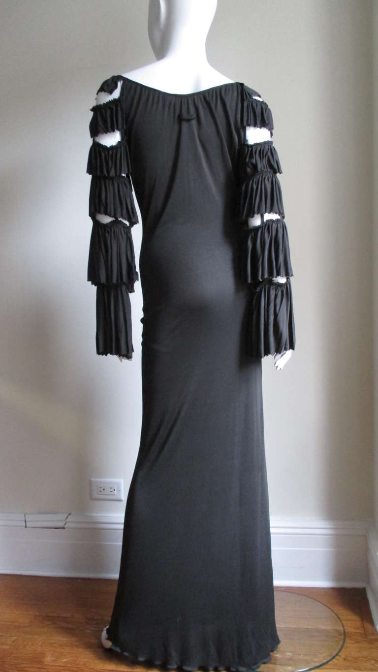 Gaultier Slinky Ruffle Sleeves Maxi Dress 3