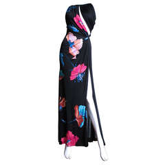 Gorgeous Versace Silk Cutout Backless Maxi