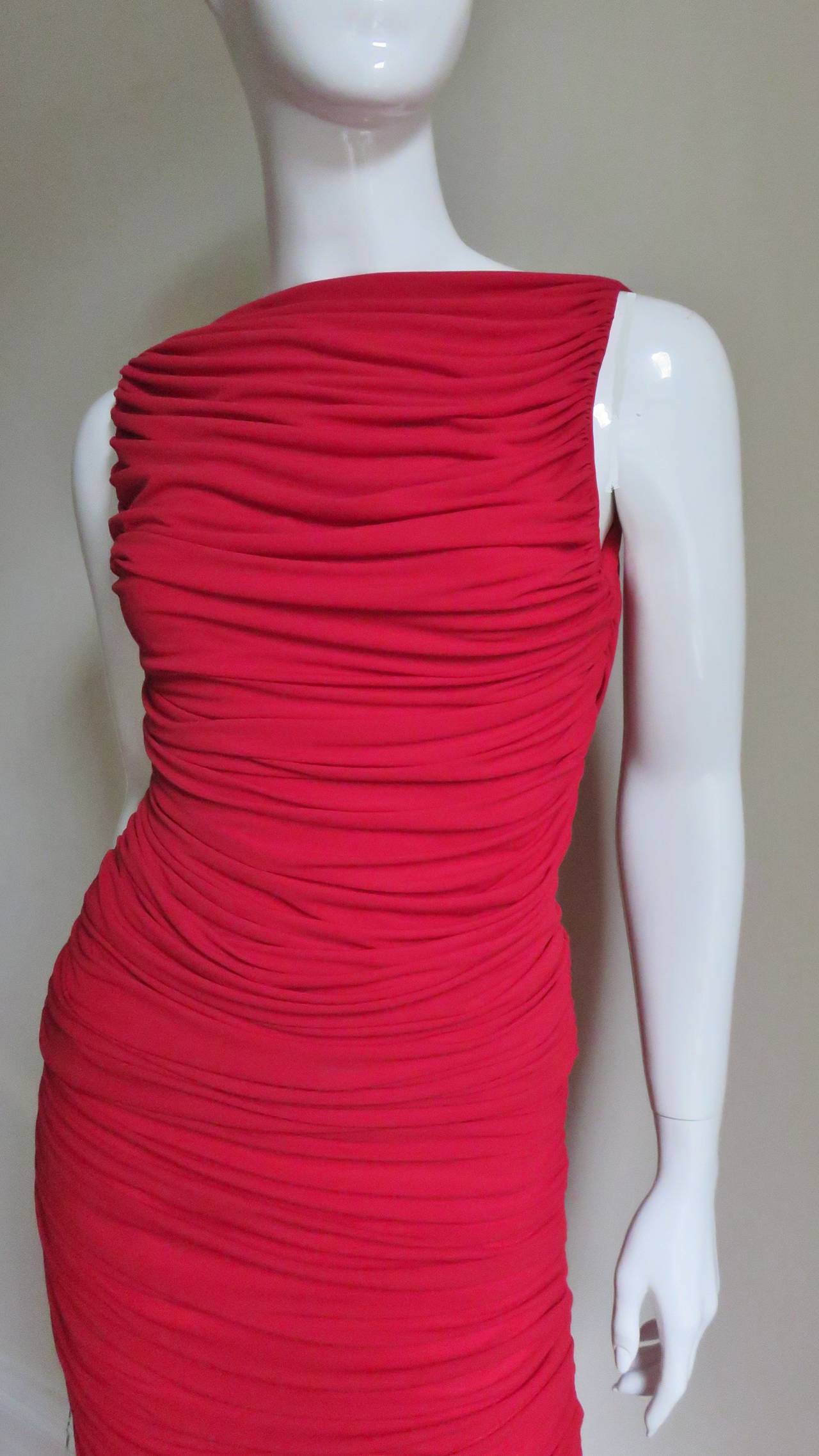 Red Fabulous Vintage Norma Kamali Draped Top & Skirt