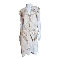 Amazing Jean Paul Gaultier Leather Fringe Top & Skirt 3