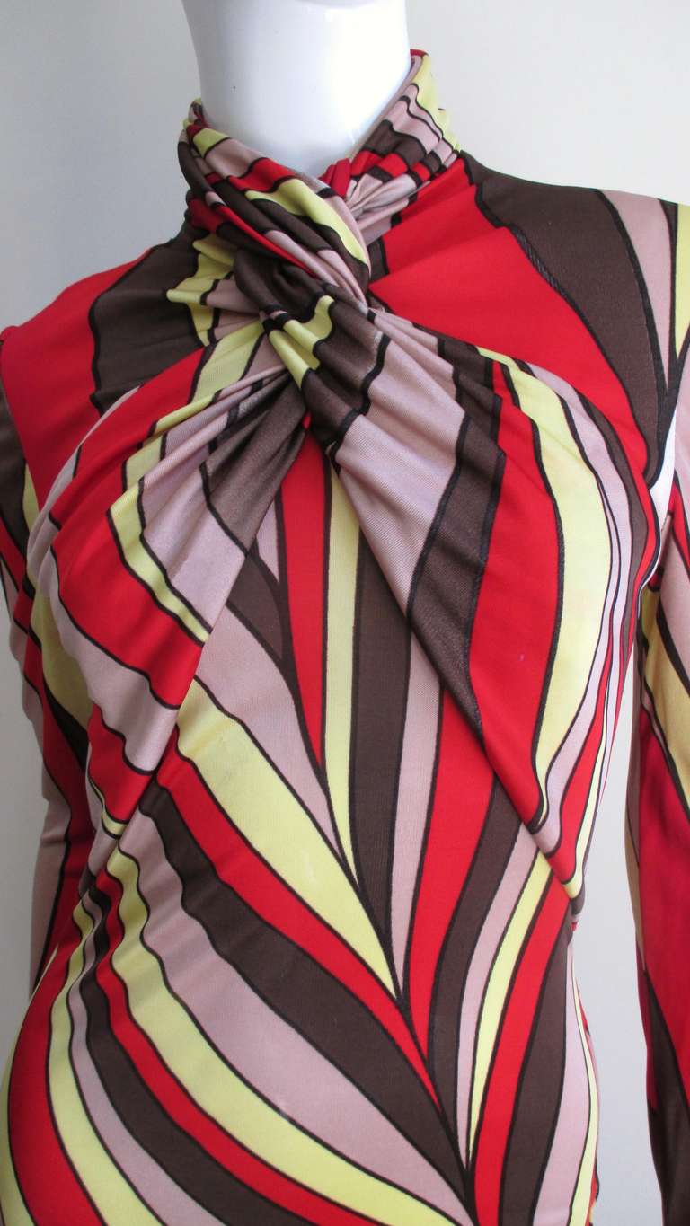 Gianni Versace Pattern Silk Knit Dress In Excellent Condition In Water Mill, NY