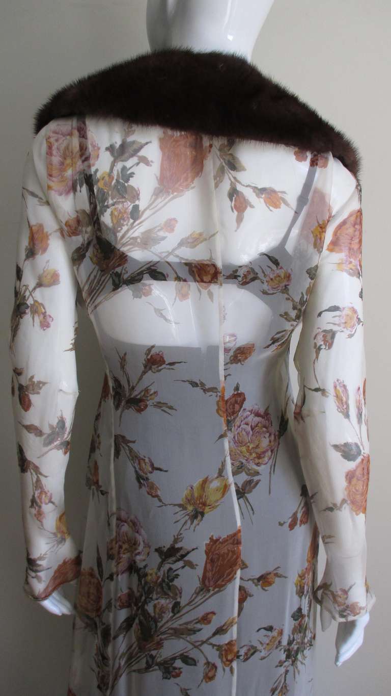 Dolce & Gabbana Dress & Sheer Silk Mink Collar Coat In New Condition In Water Mill, NY