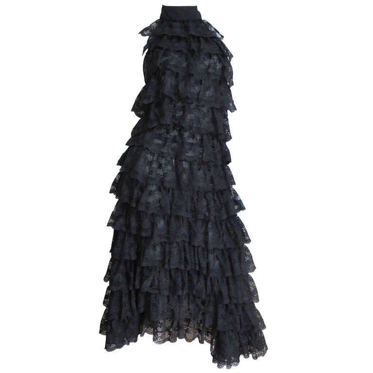 Early Alexander Mcqueen Lace Ruffle Halter Dress at 1stdibs