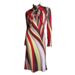 Gianni Versace Pattern Silk Knit Dress