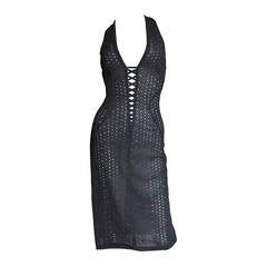 Gianni Versace Plunge Laceup Dress 7