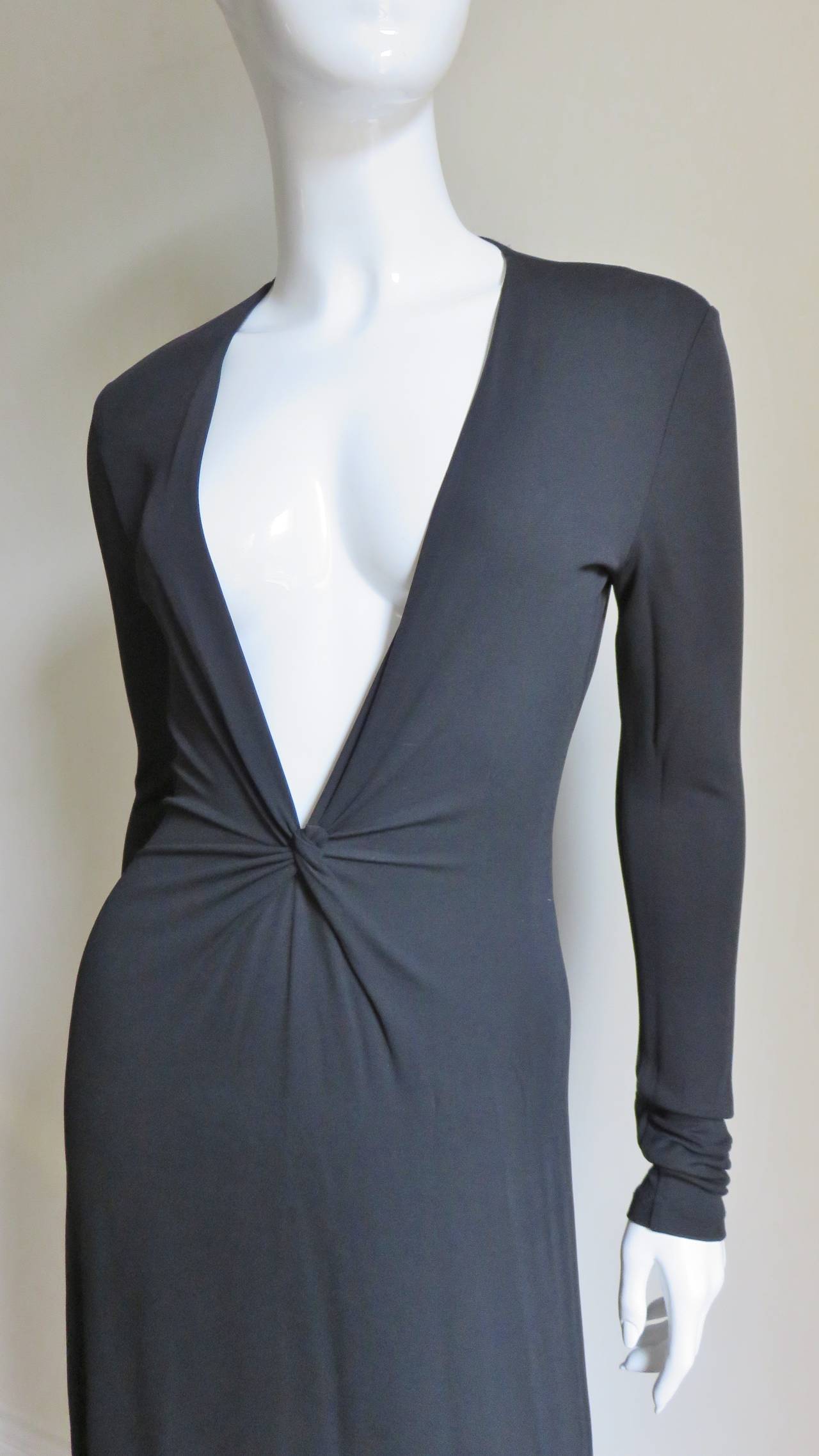 Celine Silk Deep Plunge Decolletage Dress In New Condition In Water Mill, NY