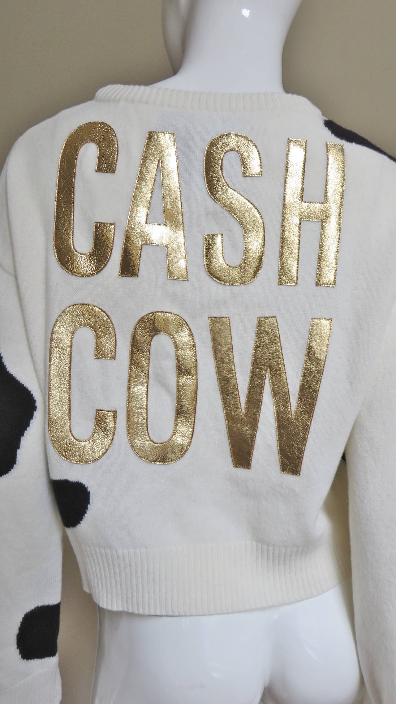 Gray Moschino Couture ' Cash Cow ' Cashmere Sweater