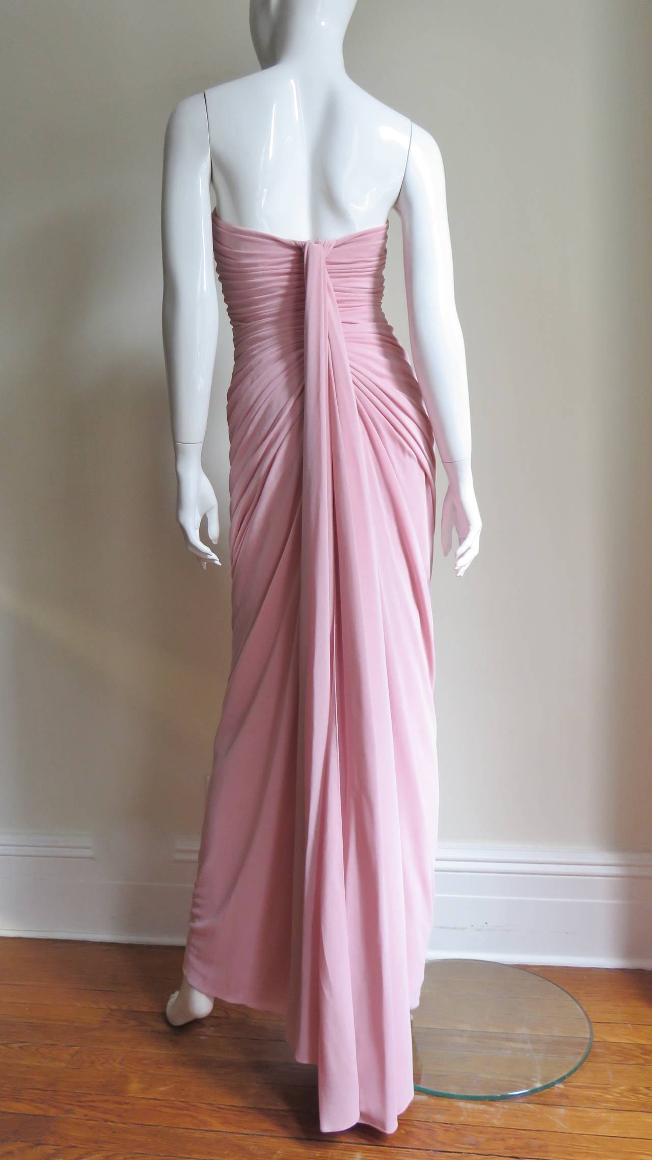 Incredible 1970's Estevez Ruched Gown For Sale at 1stdibs