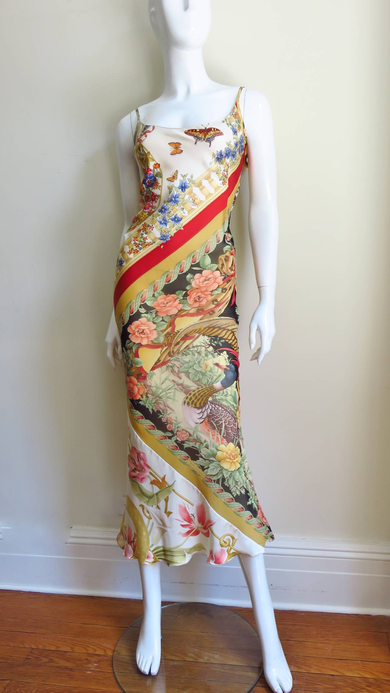 Vintage Ferragamo Scarf Print Silk Dress 1