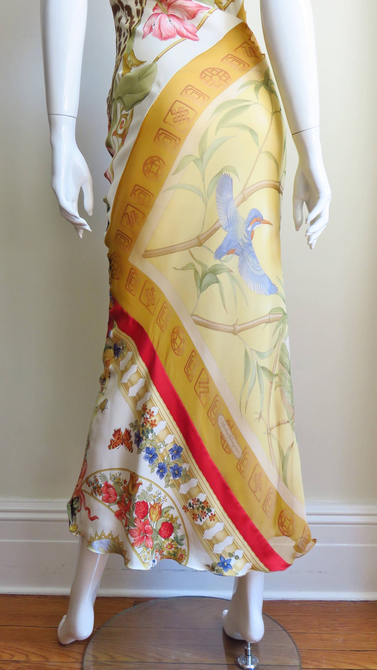 Vintage Ferragamo Scarf Print Silk Dress 3
