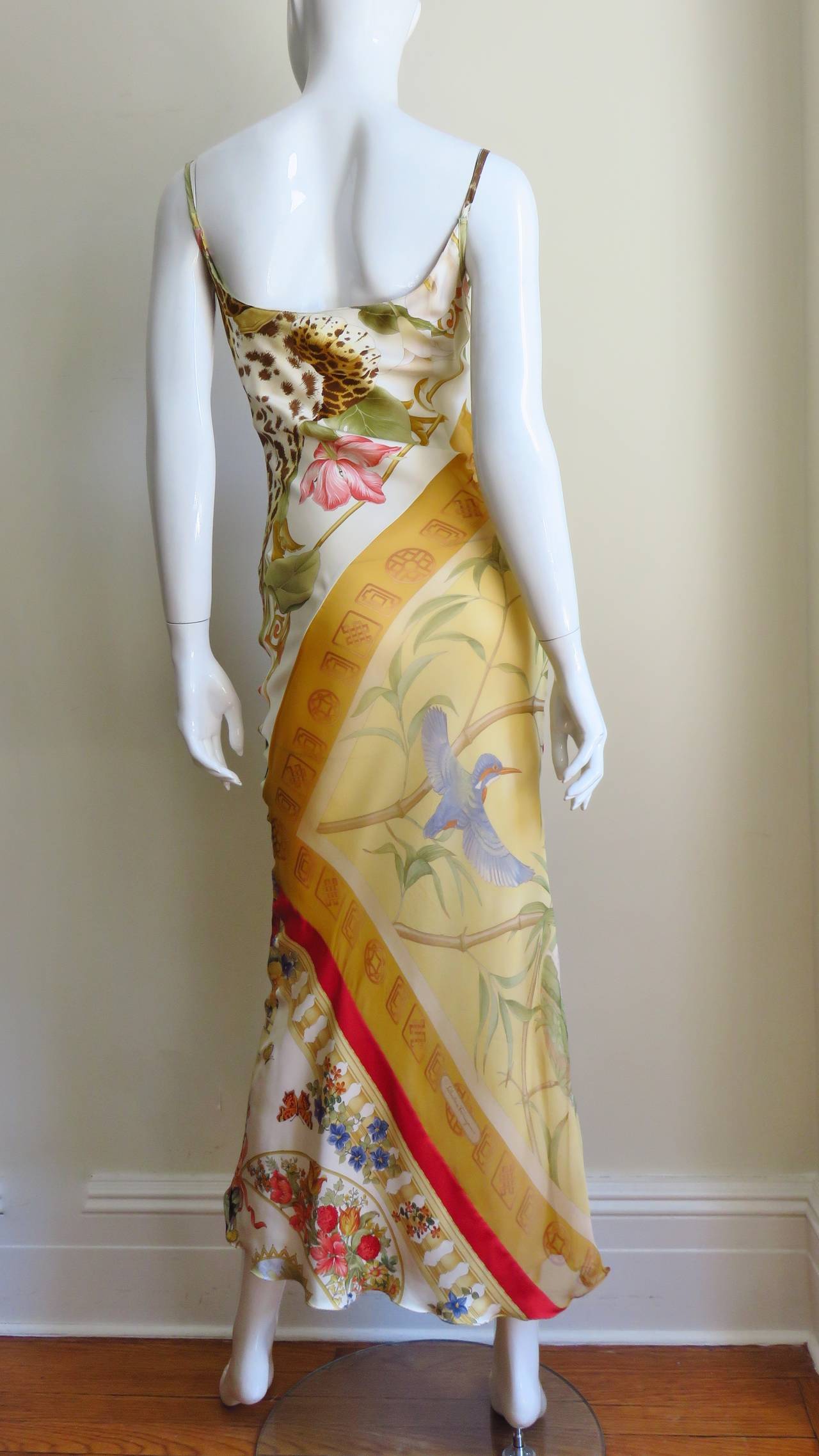 Vintage Ferragamo Scarf Print Silk Dress 4