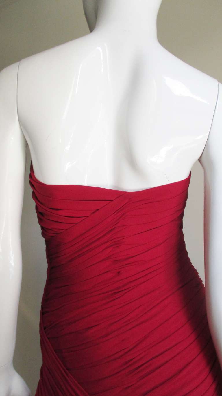 Vintage Vicky Tiel Ruched Strapless Dress 3