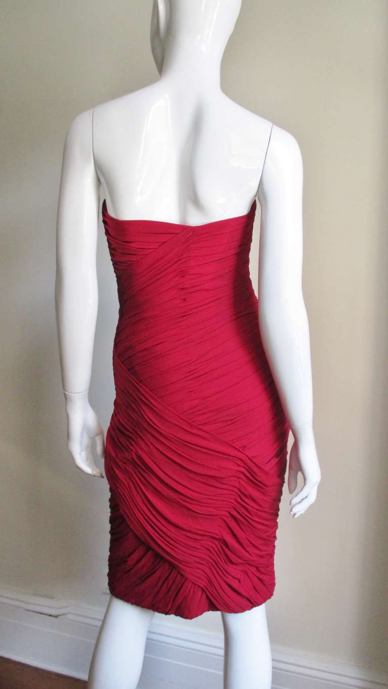 Vintage Vicky Tiel Ruched Strapless Dress 2