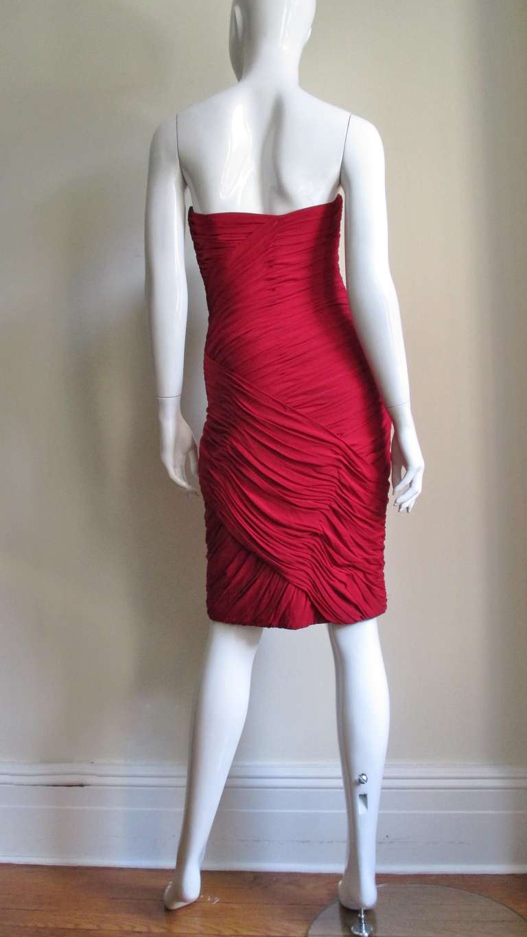 Vintage Vicky Tiel Ruched Strapless Dress 5