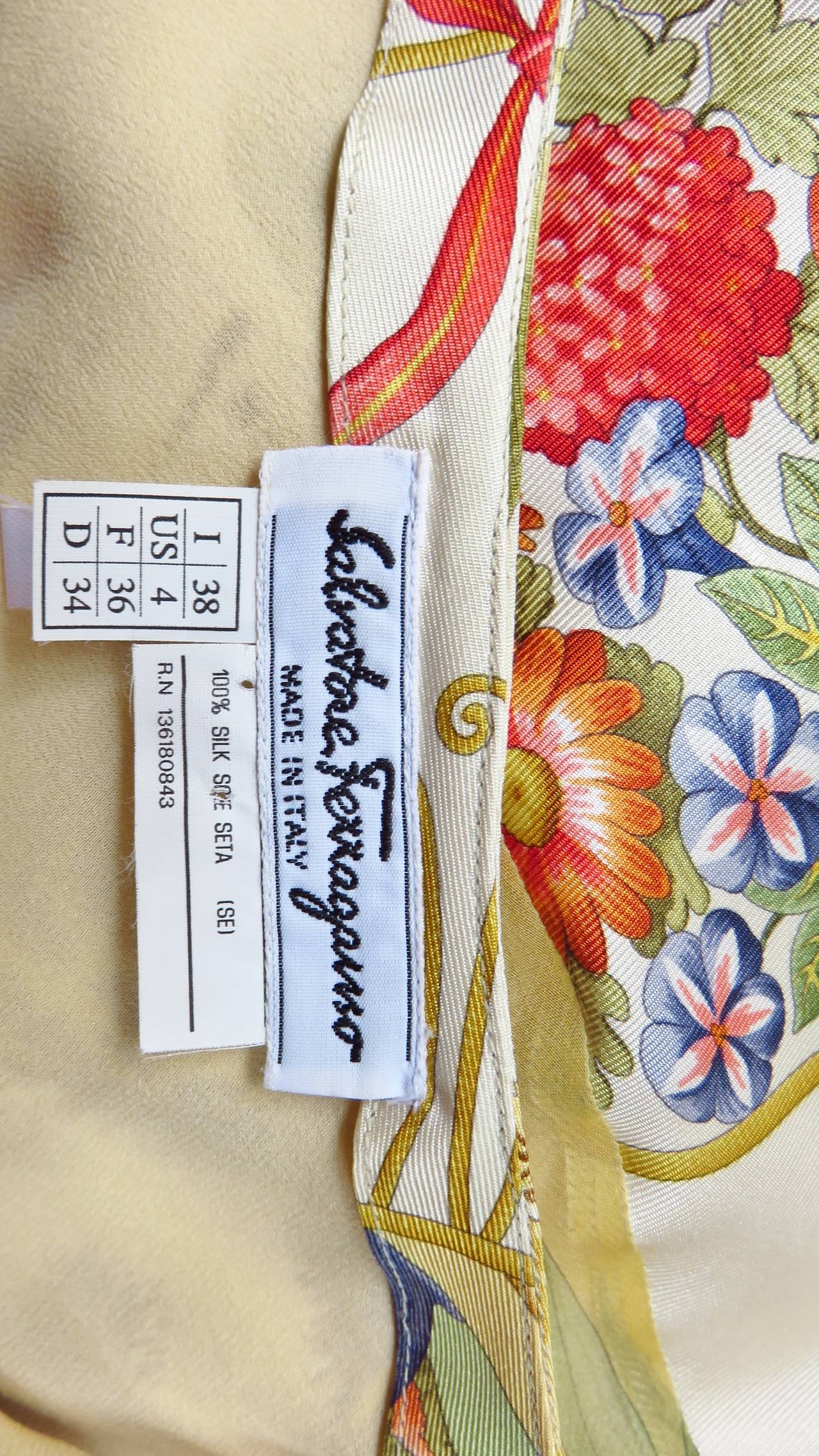 Vintage Ferragamo Scarf Print Silk Dress at 1stDibs