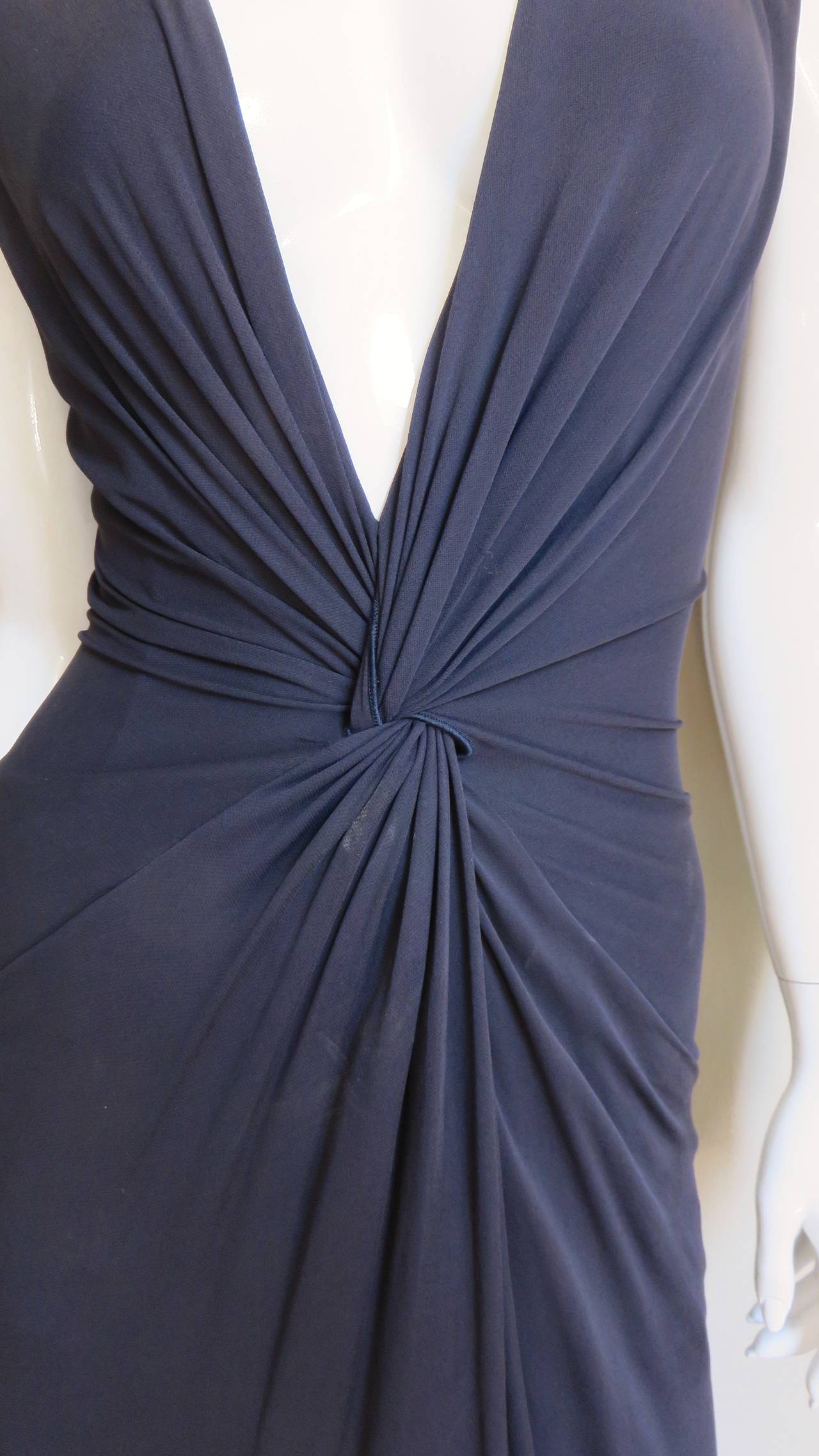 Alexander McQueen Deep Plunge Silk Dress In Excellent Condition In Water Mill, NY