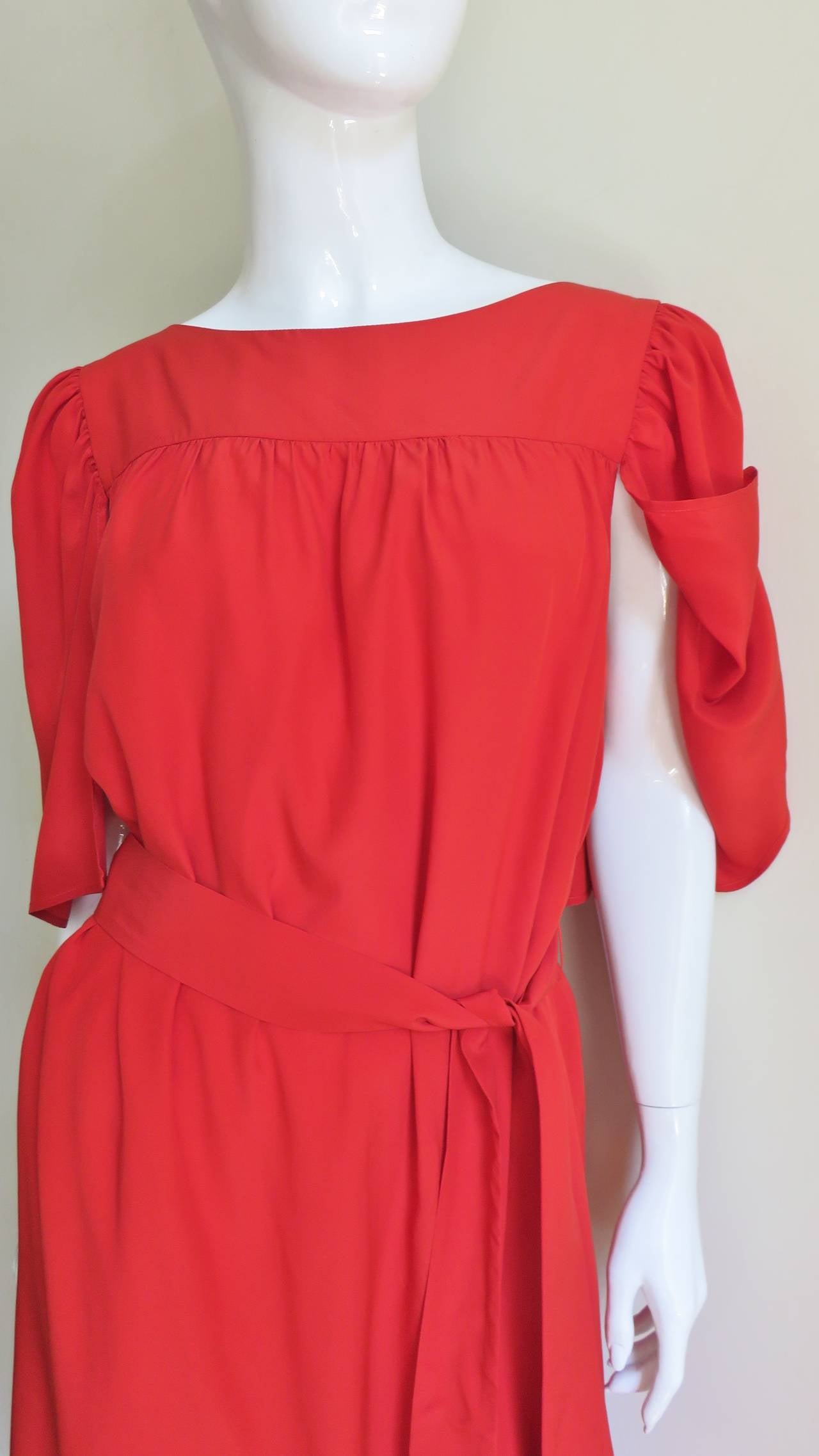 Yves Saint Laurent Silk Dress With Cape For Sale at 1stdibs