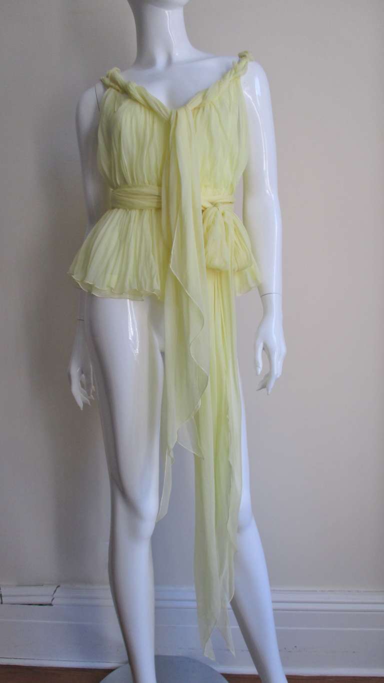 Yves Saint Laurent Silk Ethereal Top w Separate Sleeves In New Condition In Water Mill, NY