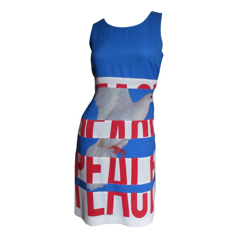 Iconic Moschino ' PEACE ' Front ' STOP WAR ' Back Dress