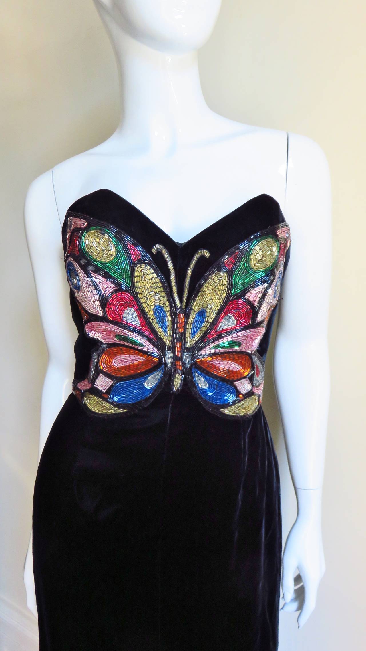 Oscar de la Renta Bustier Gown With Beaded Butterfly at 1stDibs | oscar ...