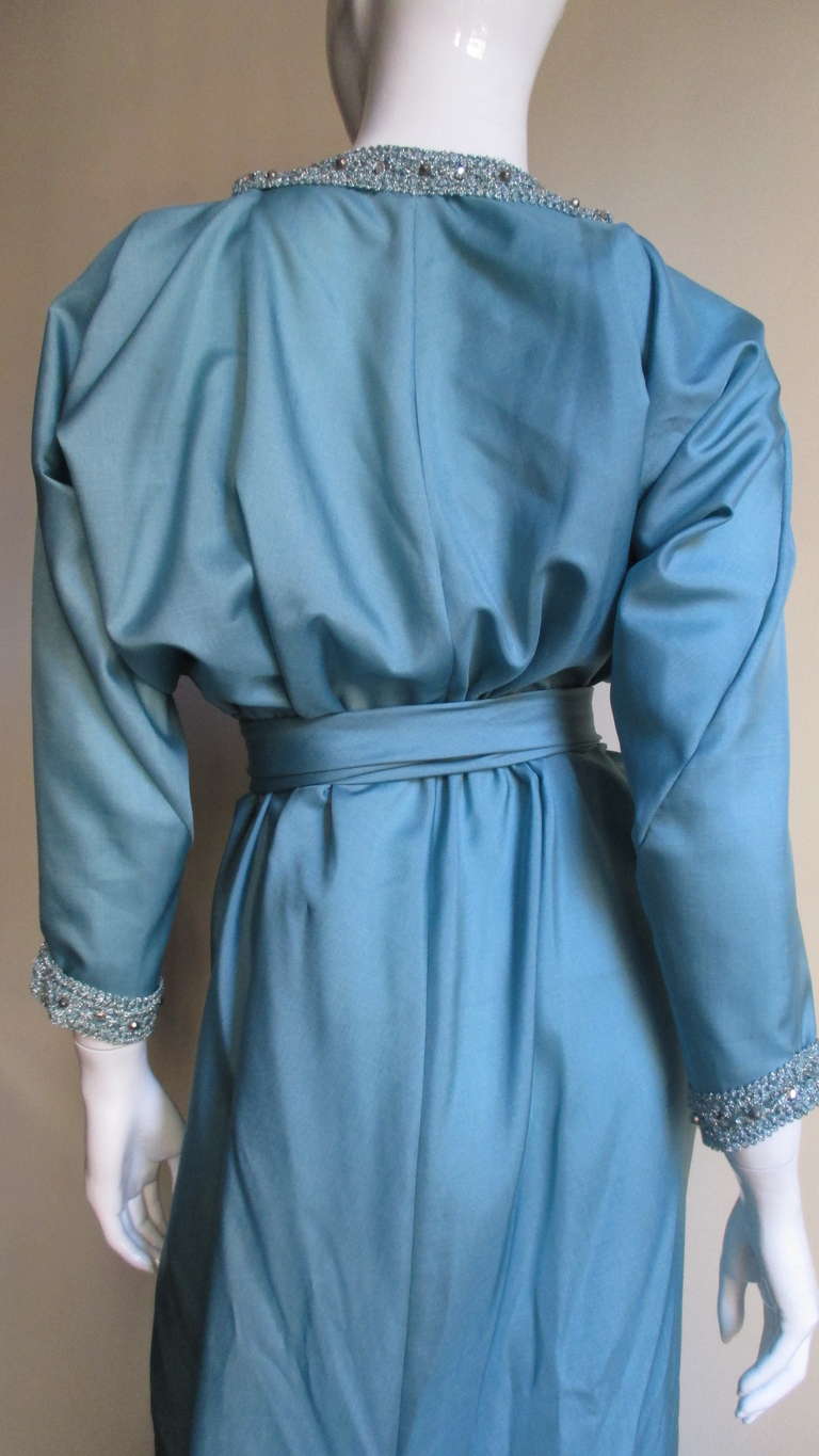 Vintage Halston Silk Caftan With Beaded Trim 3