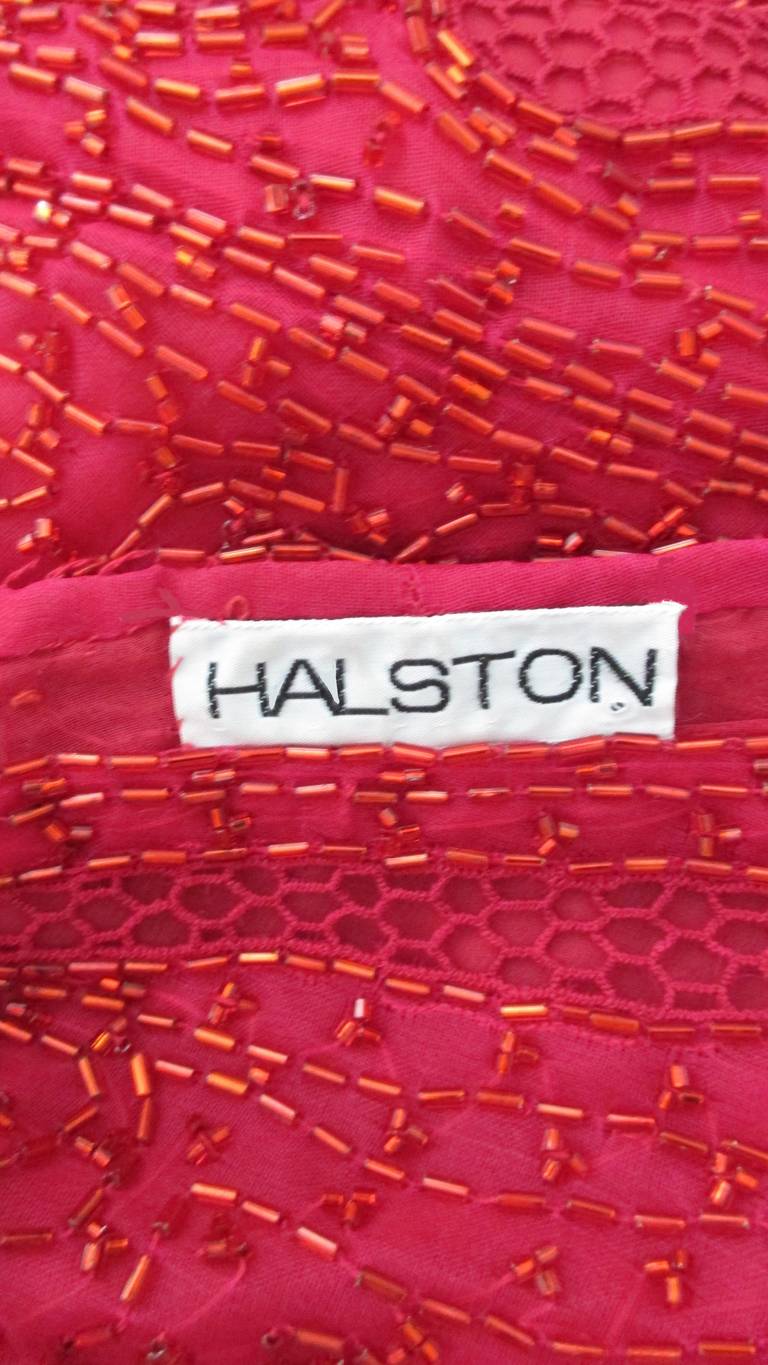 Halston Beaded 1970's Wrap Plunge Gown 4