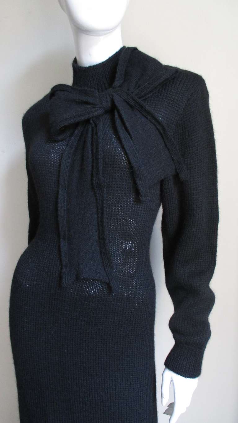 1990s Matsuda Pussy Cat Bow Knit Dress