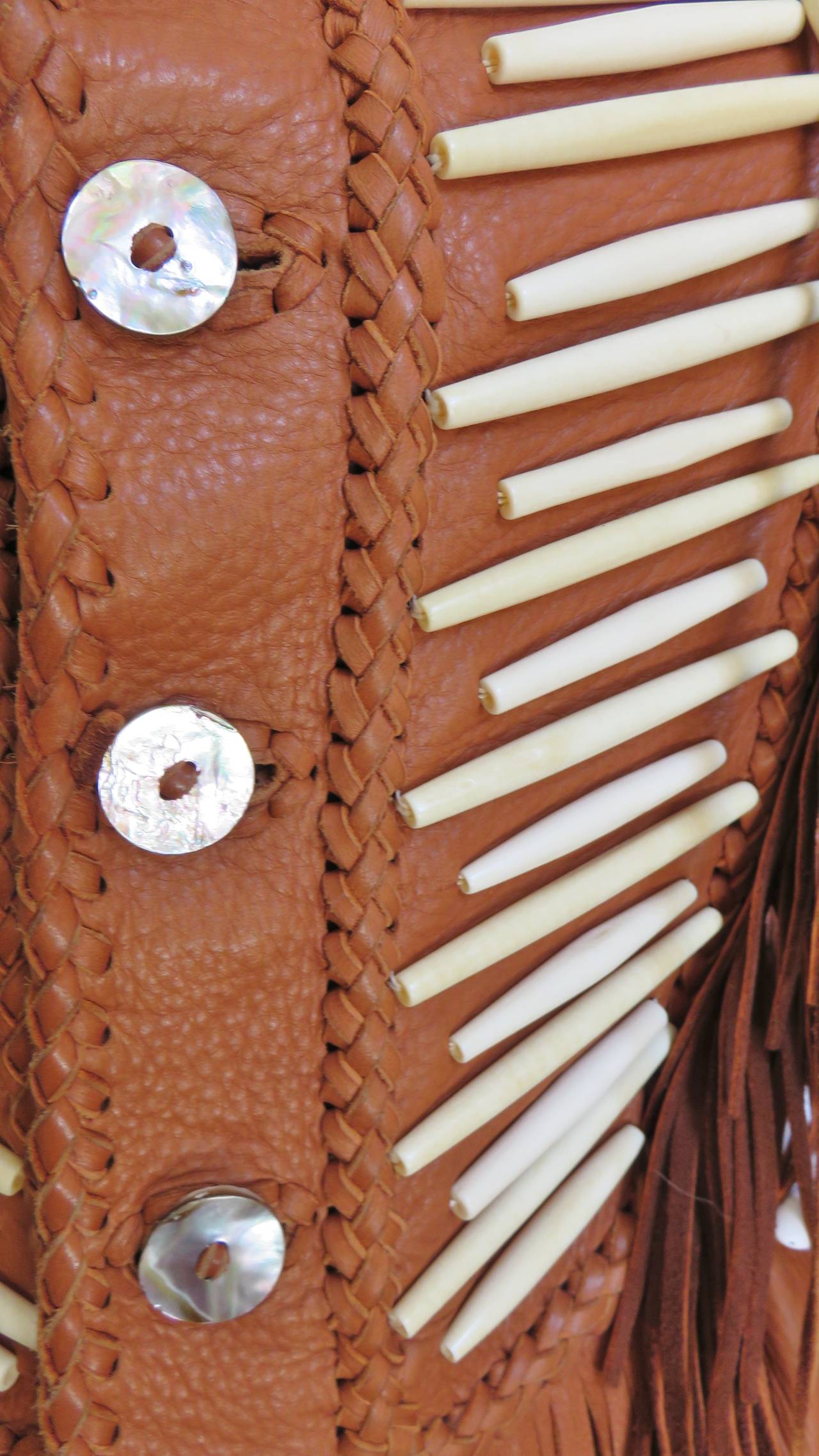 1970s Hand Made Leather Fringe Mahopa Jacket 3